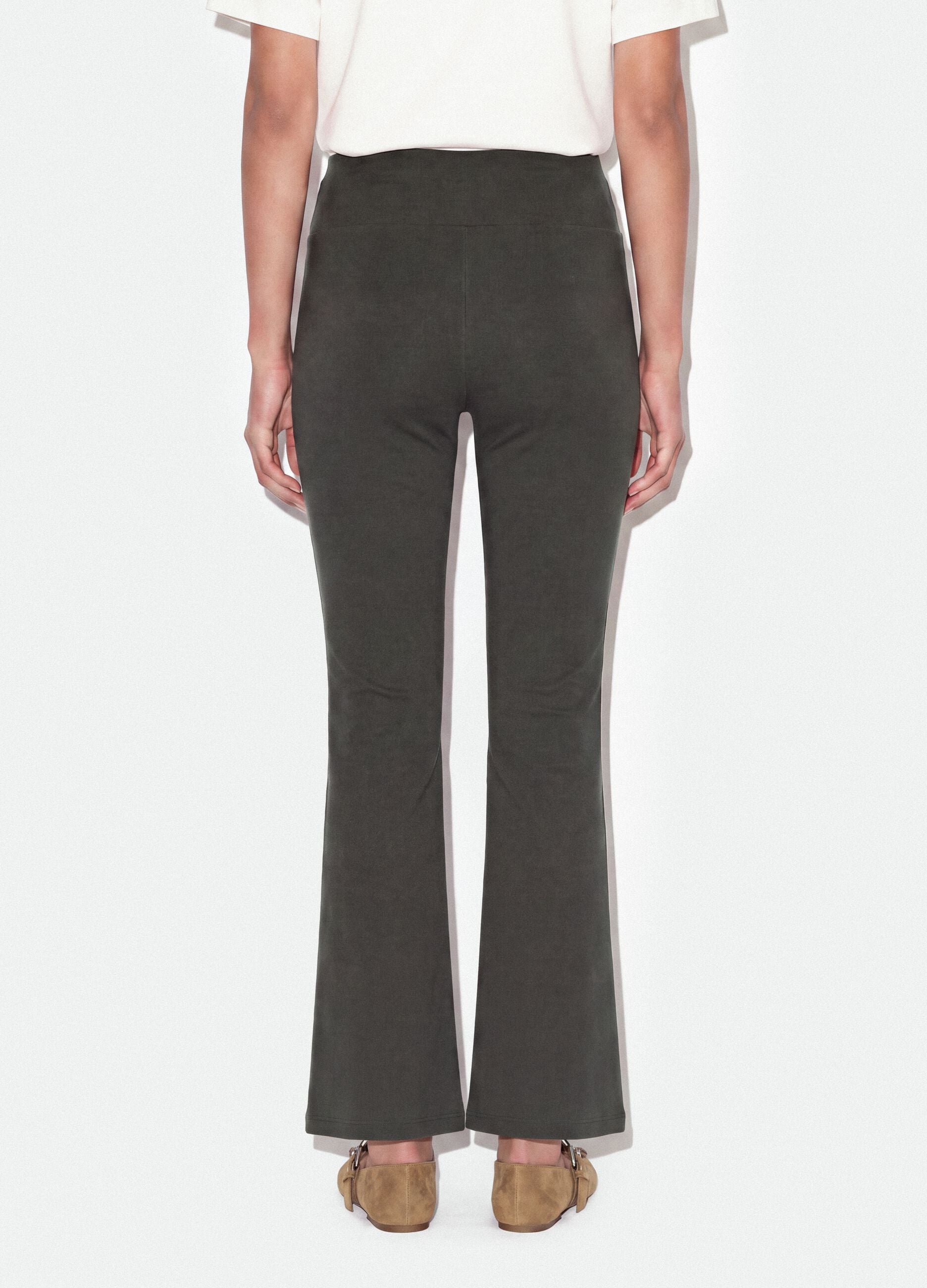 Grey flare trousers in stretch cotton