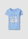 Girls&rsquo; light blue pure organic cotton T-shirt with print and glitter_0