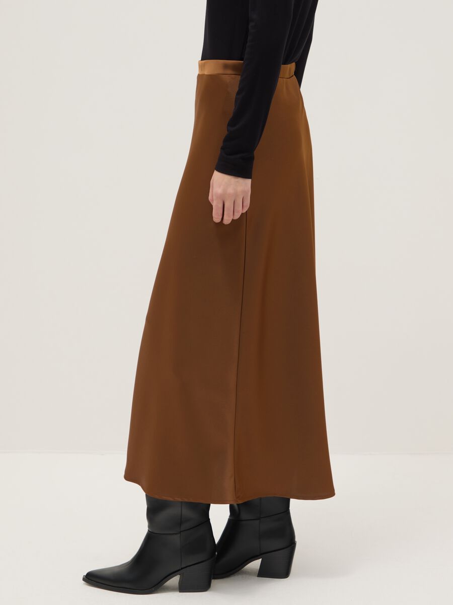 Brown Satin Long Skirt_3