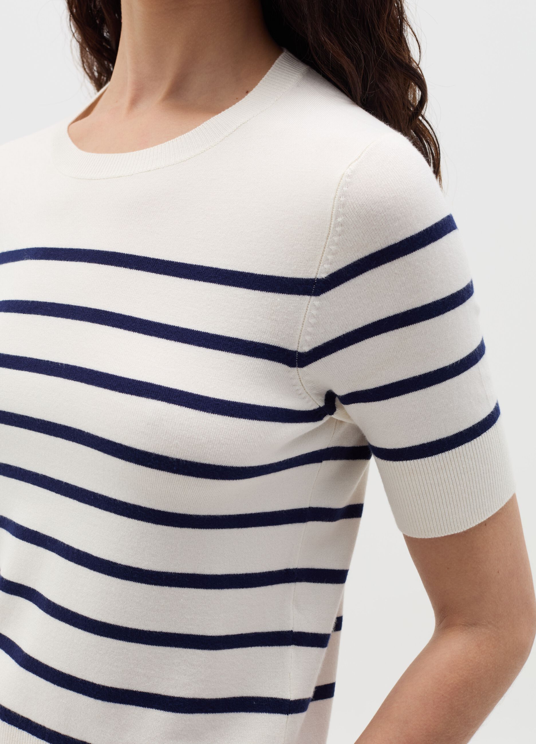 Short-sleeved top with striped design