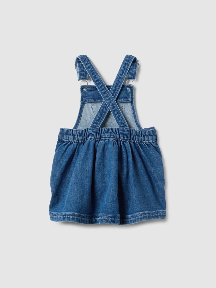 Blue denim regular fit dungaree dress for girl_1