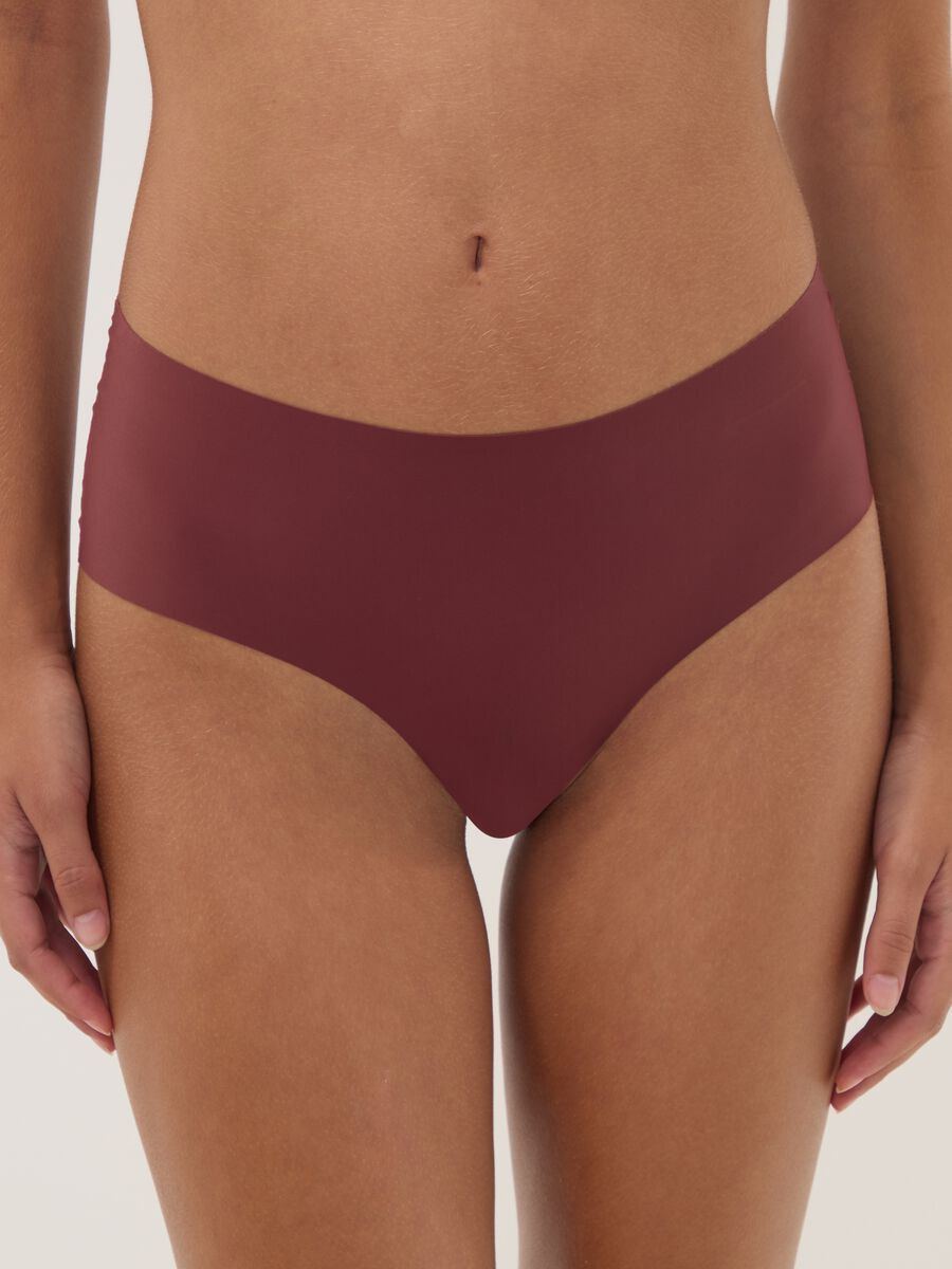 Cueca vermelha em tecido el&aacute;stico com inser&ccedil;&otilde;es florais_1