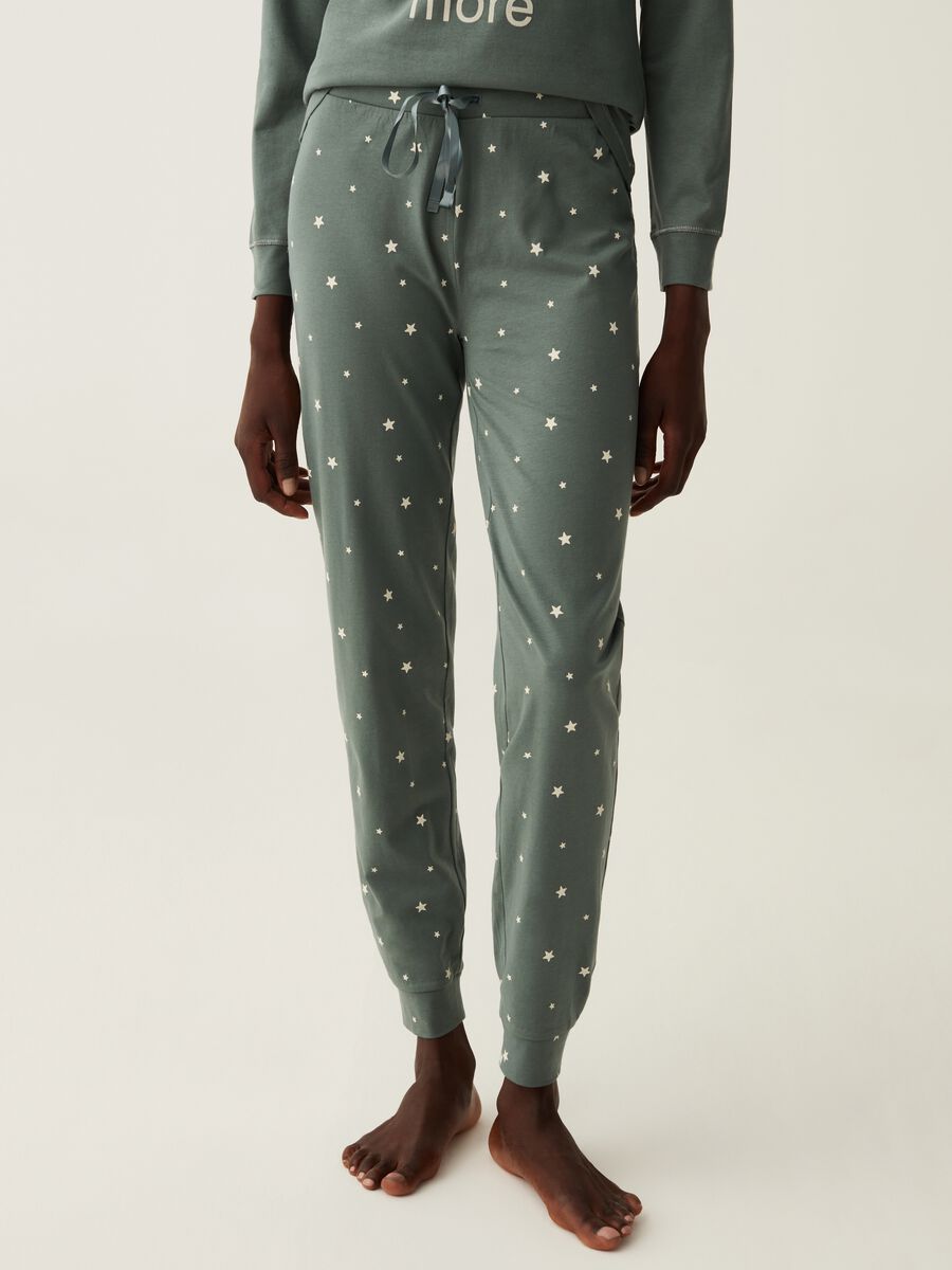 Long pyjamas with lettering and stars print_3