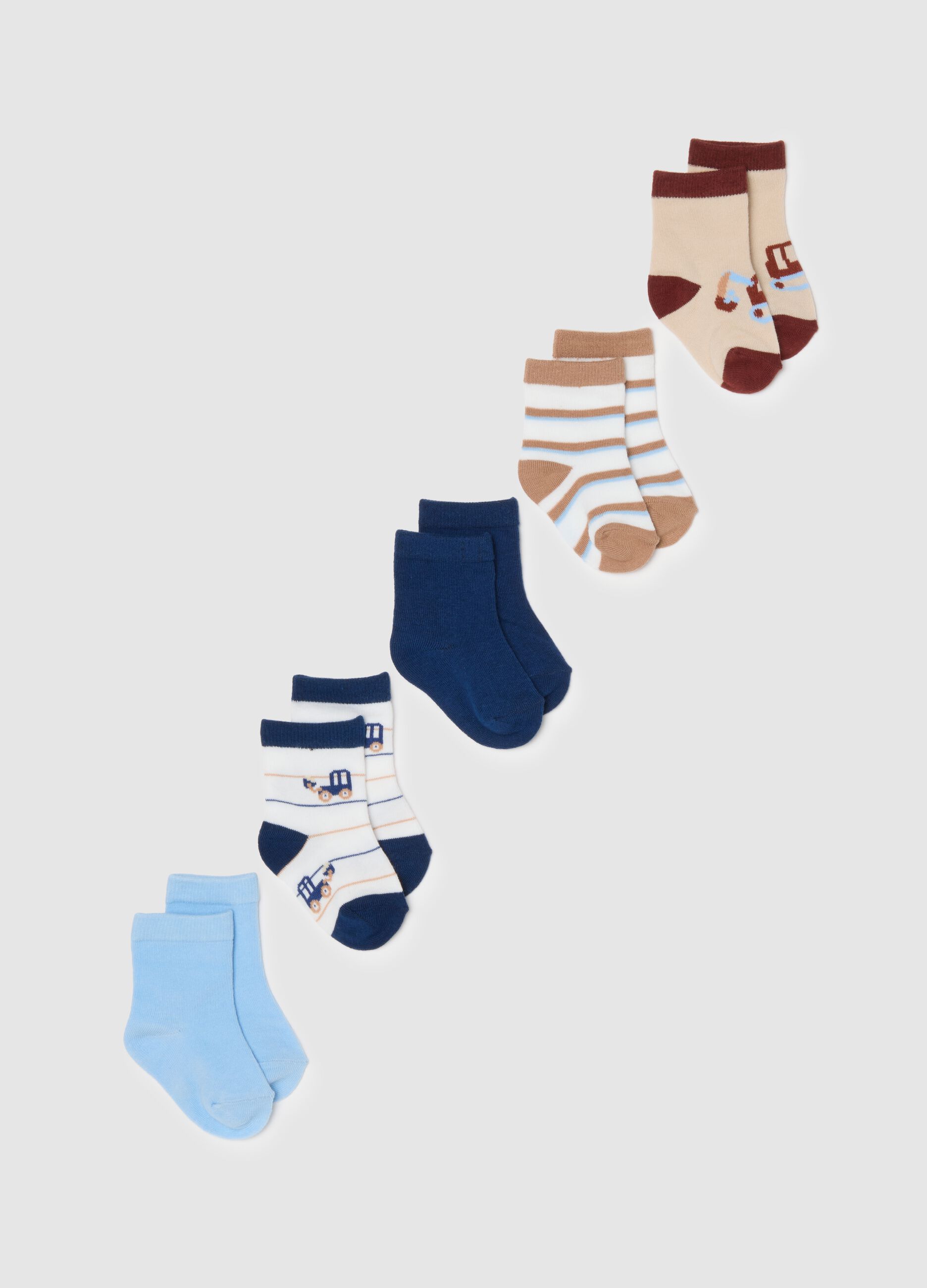 Multipack of Multi-coloured Baby Socks in Stretch Cotton