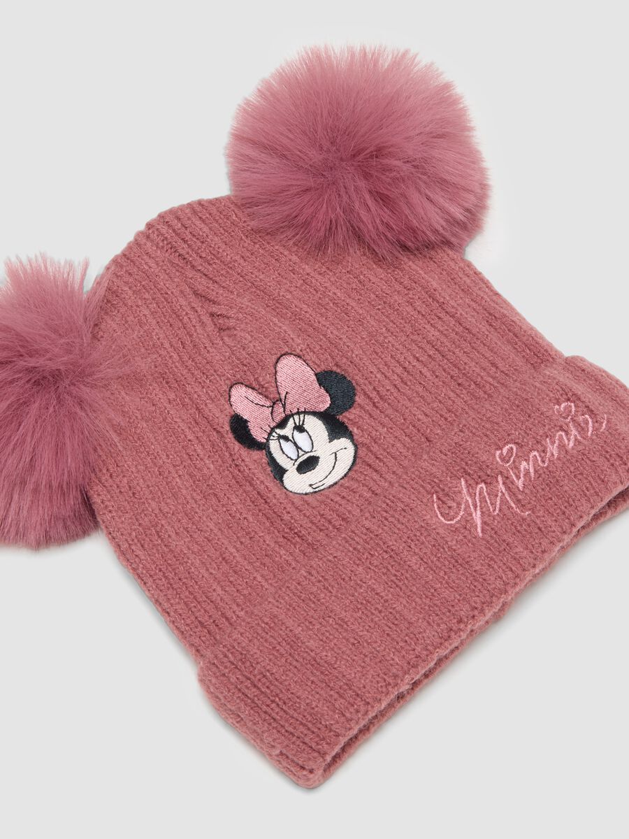 Cappello rosa con pompon e ricamo Minnie_2