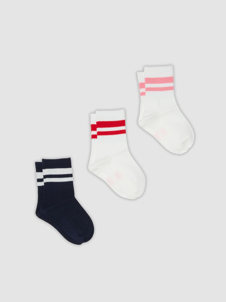 Girls&rsquo; multicolour organic stretch cotton midi socks 3-pack_0