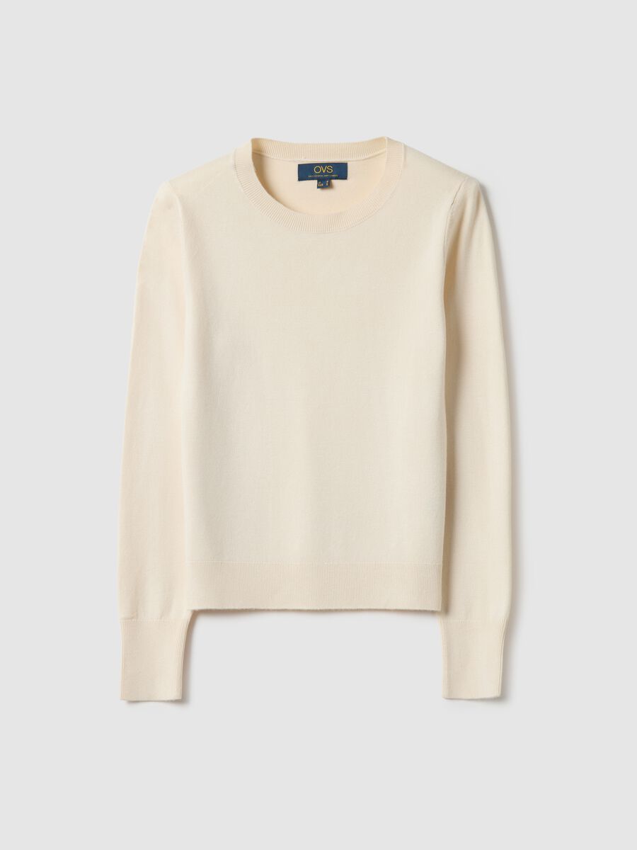 Beige Round Neck Regular Fit Sweater_4