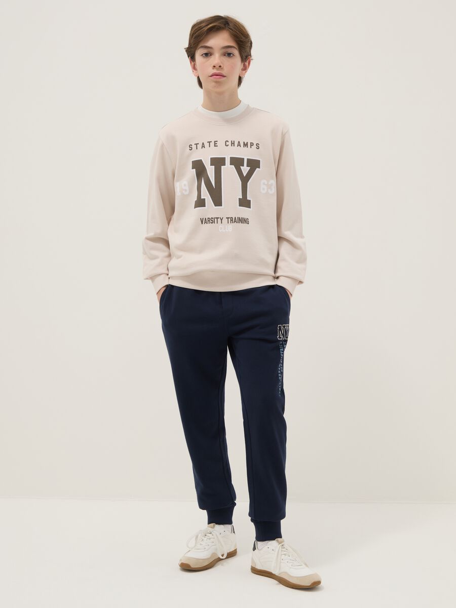 Regular fit boys' blue pure cotton joggers_0