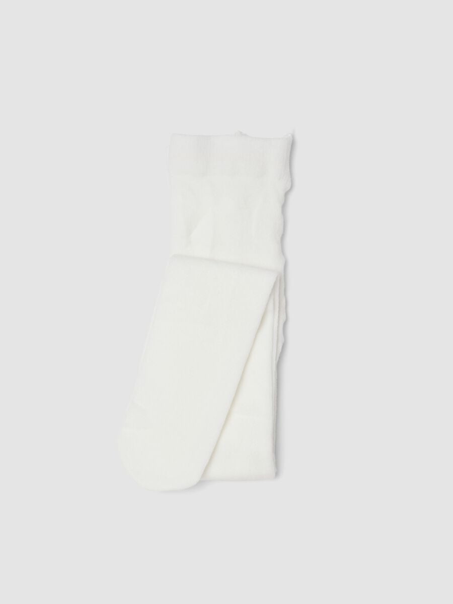 White organic stretch cotton tights_0
