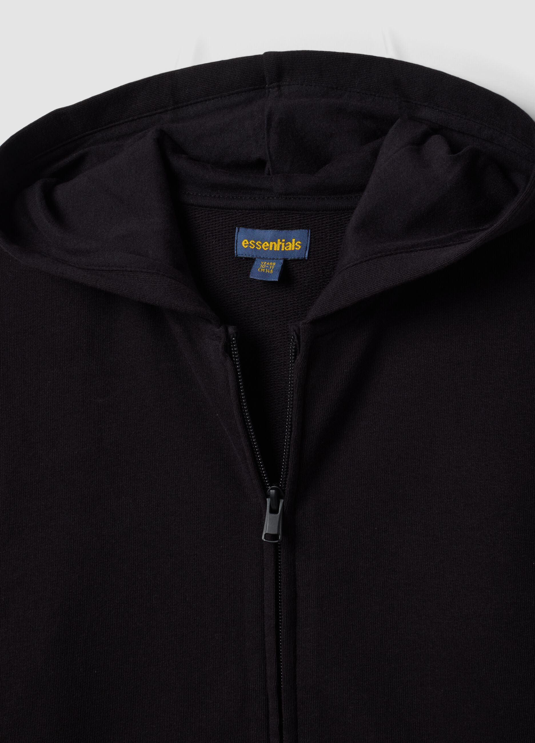 Black organic cotton hooded sweatshirt, regular fit, for boys