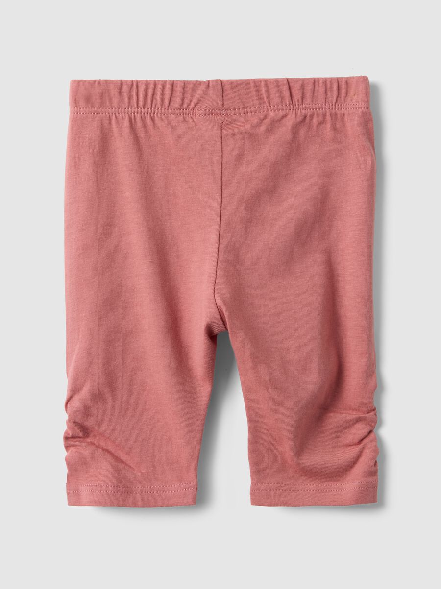 Slim fit pink cotton leggings for newborns with crumpled design_1
