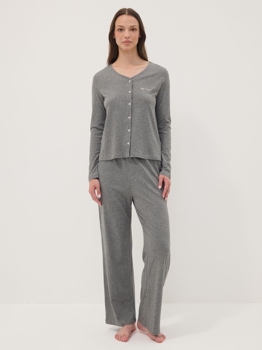 Graues Pyjama-T-Shirt aus Baumwoll-Viskose-Mix_0