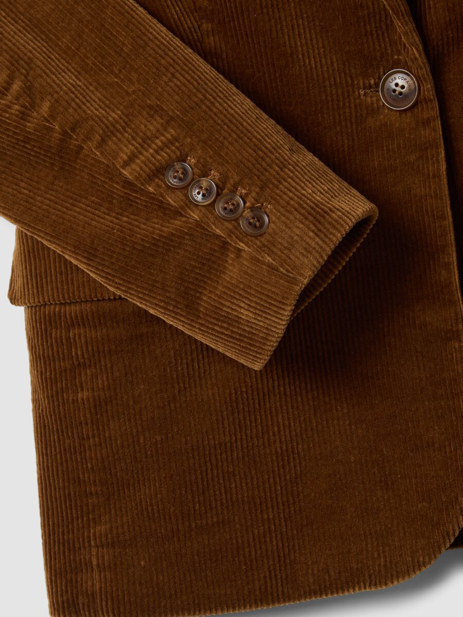 Brown stretch-cotton blazer with ribbed lining and classic lapels_1