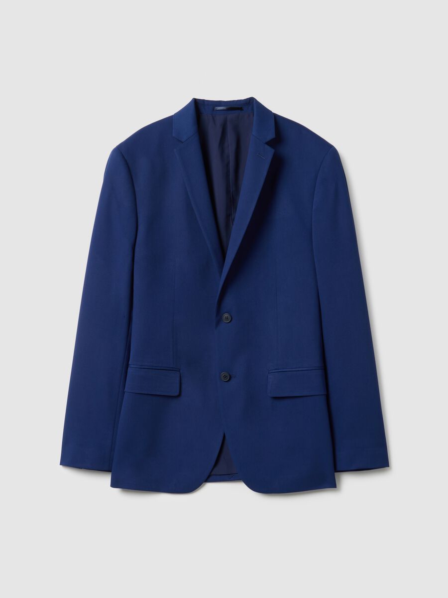 Blue Slim Fit Single-Breasted Blazer_4