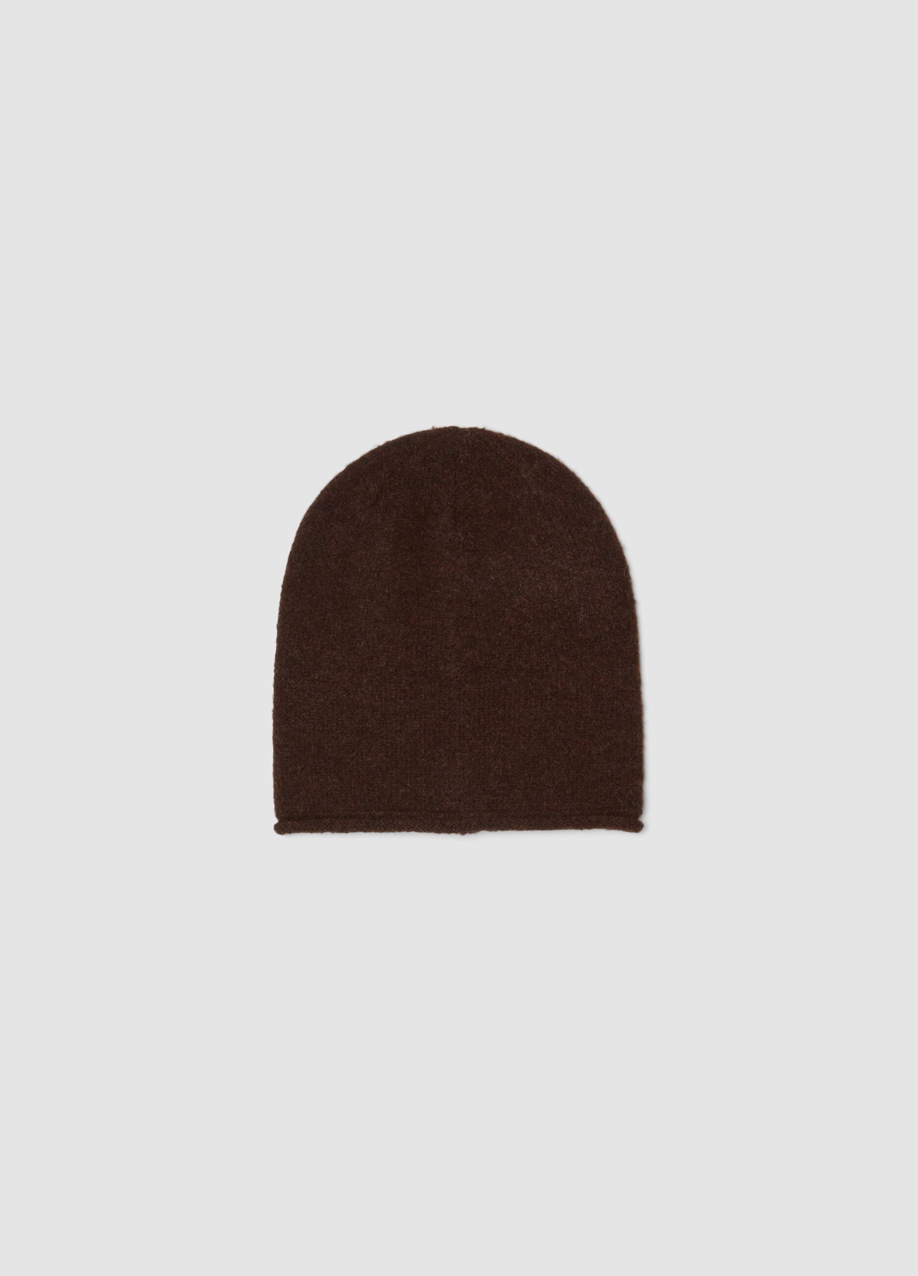 Brown jersey-knit stretch beanie