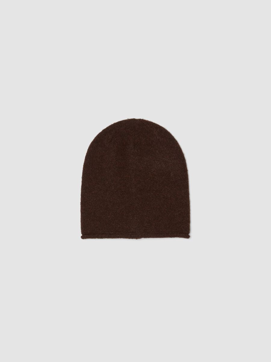 Brown jersey-knit stretch beanie_0