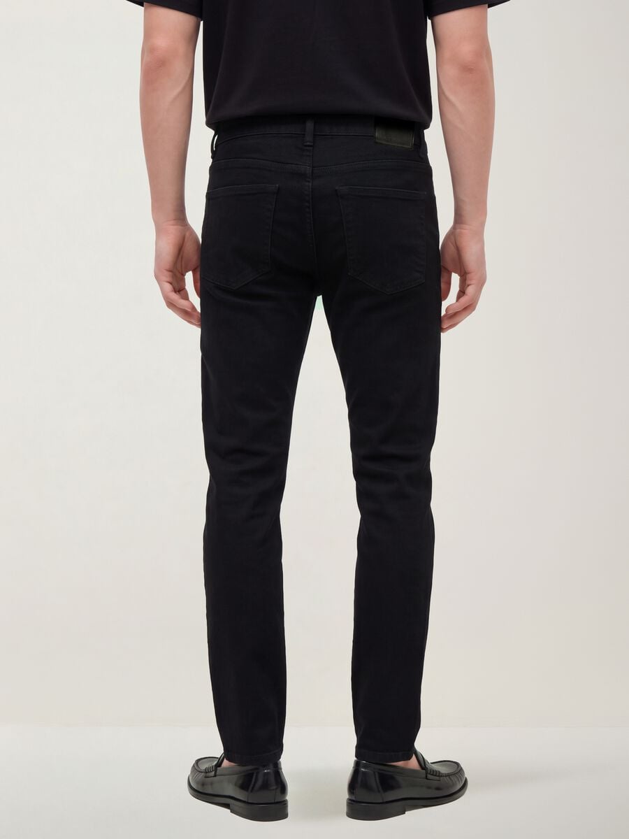 Black slim-fit jeans in cotton and viscose blend_4