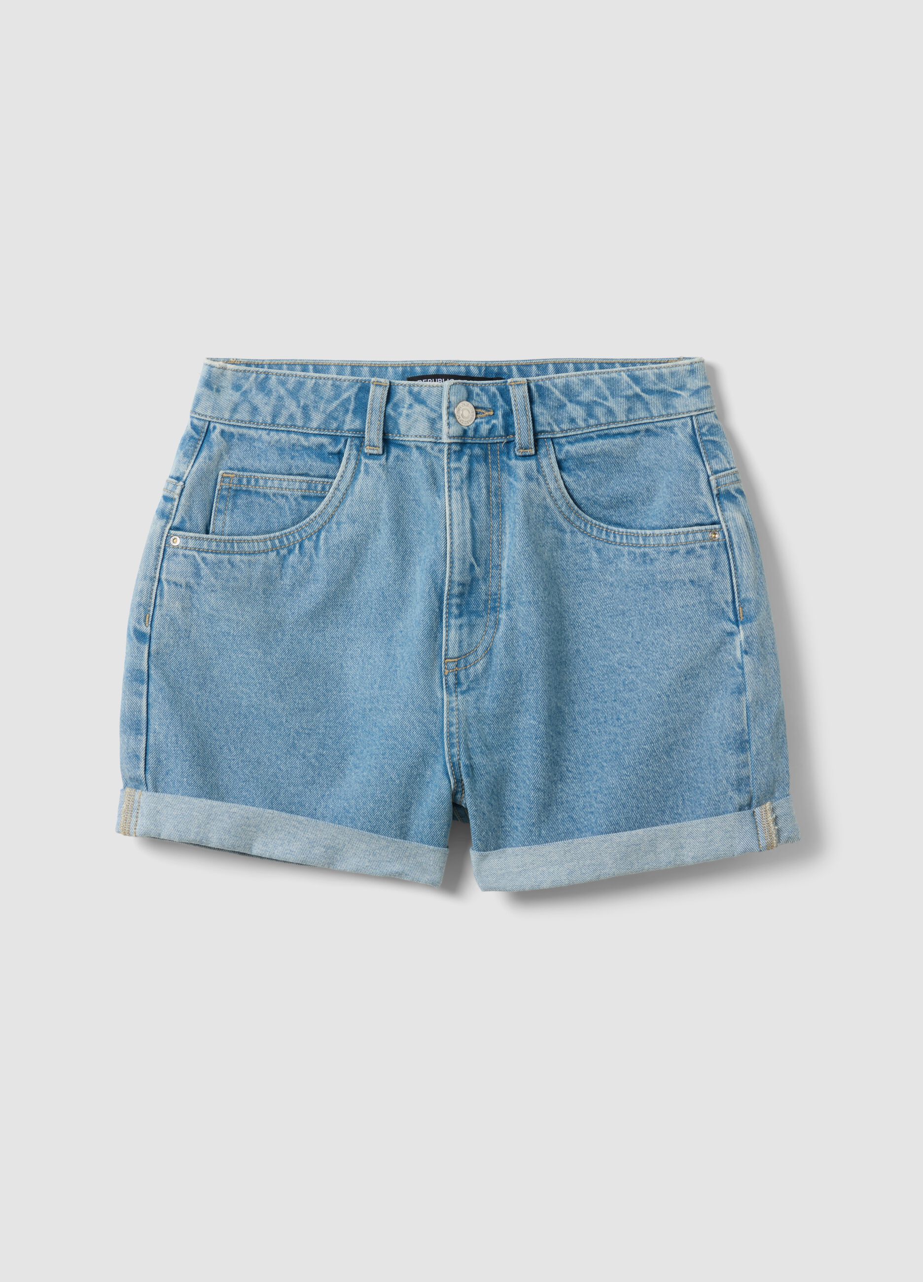 Light blue pure cotton denim shorts