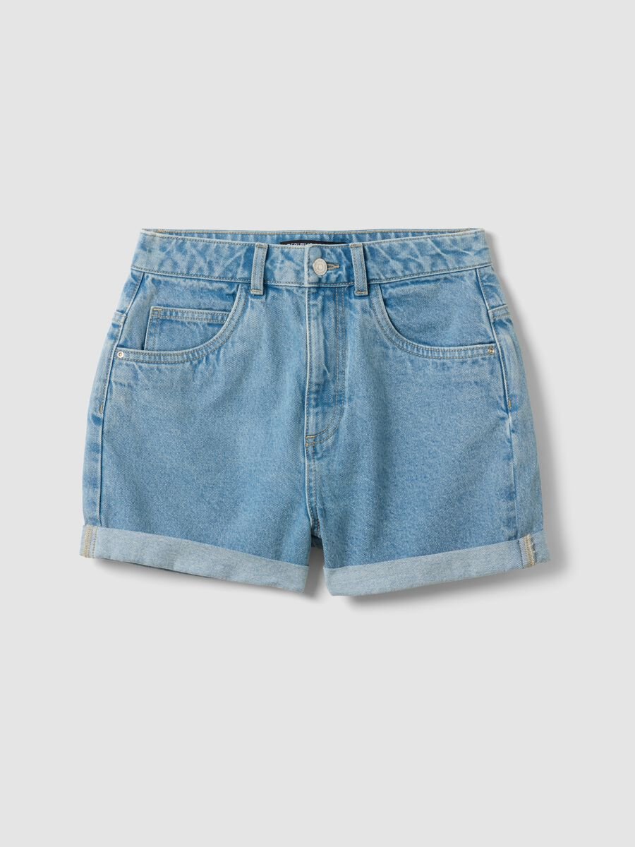 Light blue pure cotton denim shorts_0