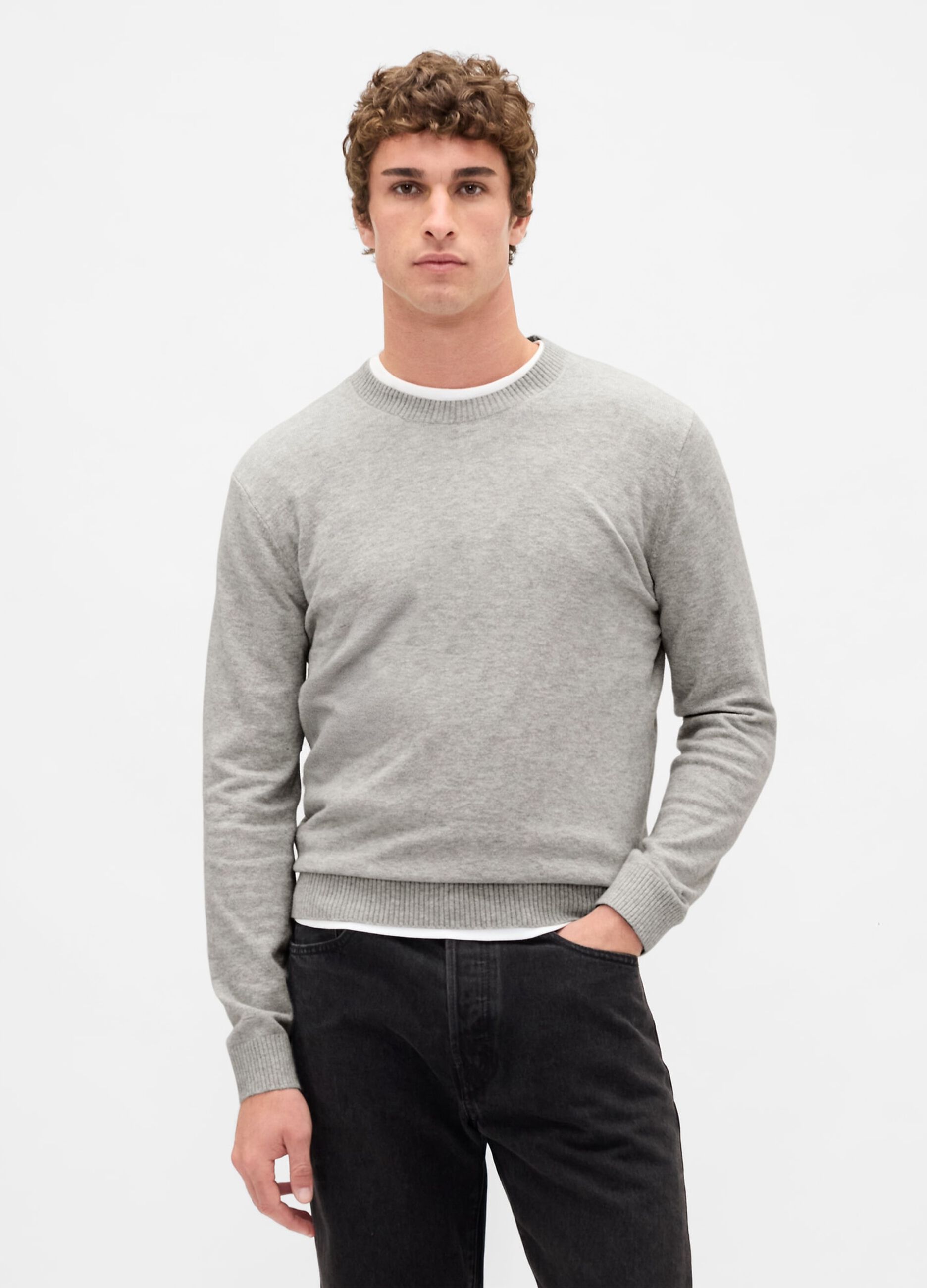 Grey Cotton Blend Jumper