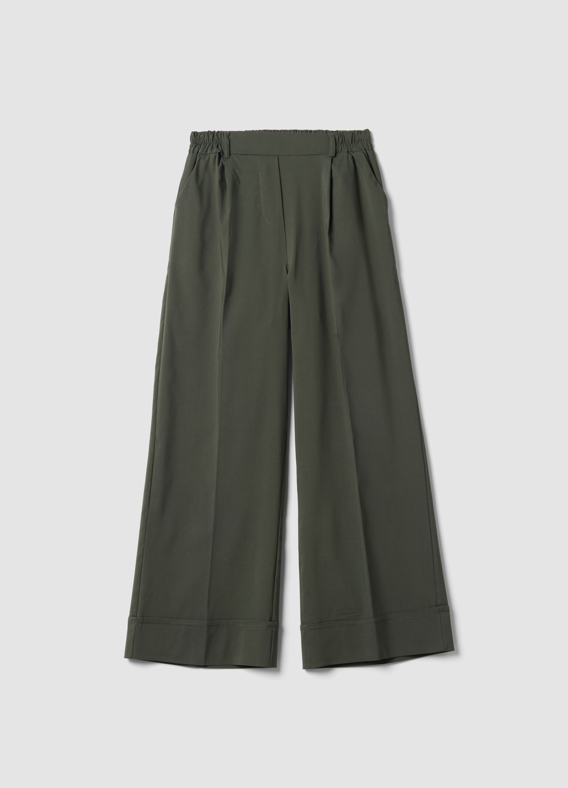 Gr&uuml;ne Wide-Leg-Hose aus elastischer Viskose