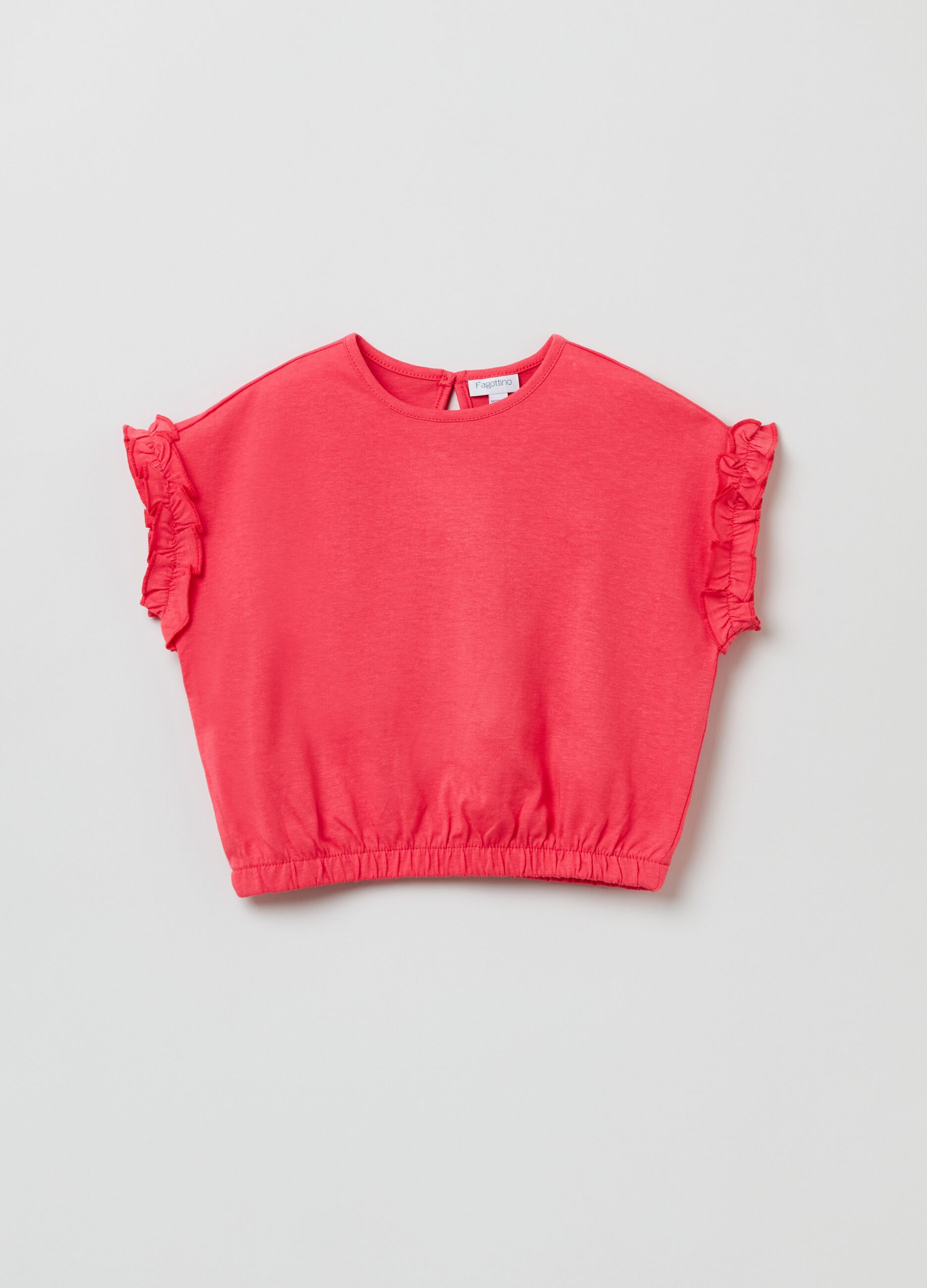 T-shirt crop in cotone con rouches