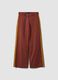 Red wide-leg cotton chino trousers with contrast side stripes_0