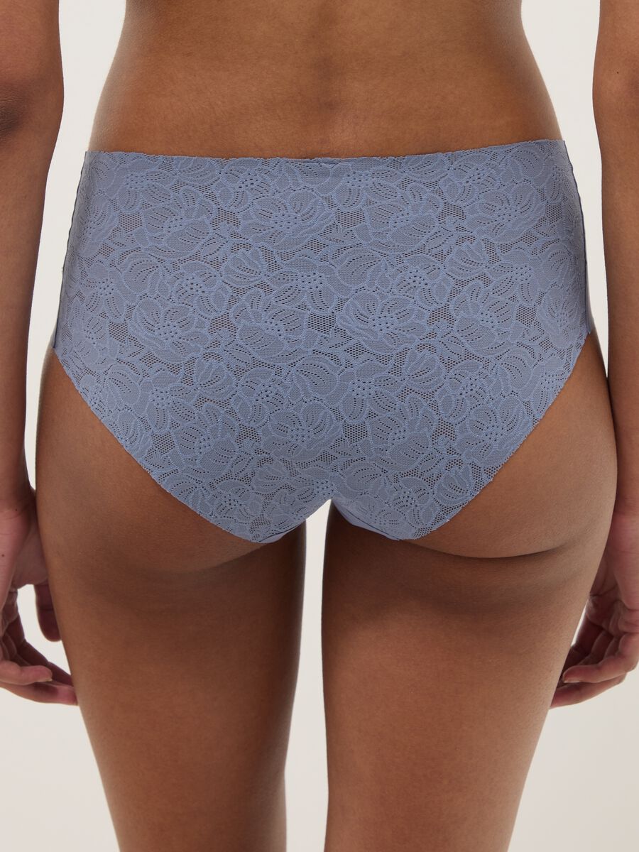 Blue regular fit briefs with lace back_2