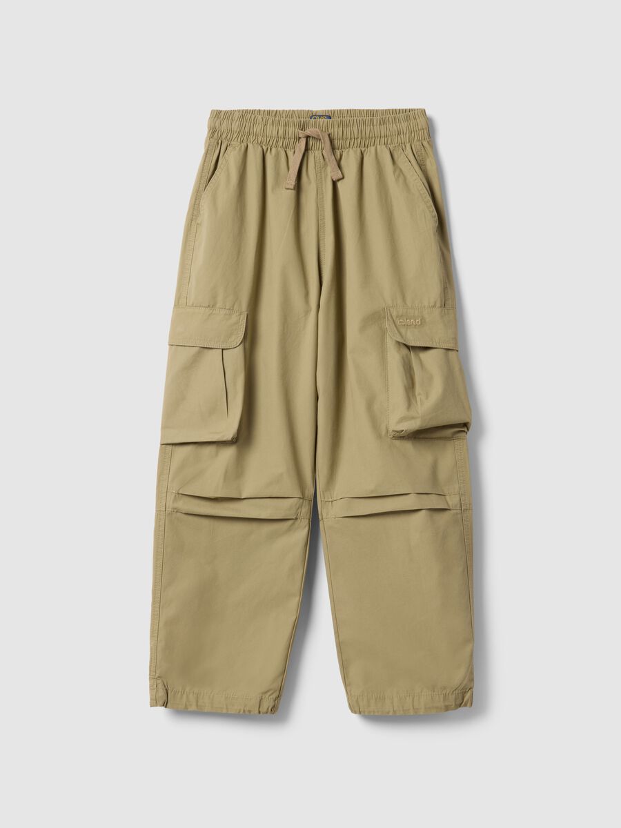 Beige cargo trousers in pure cotton regular fit for boys_3