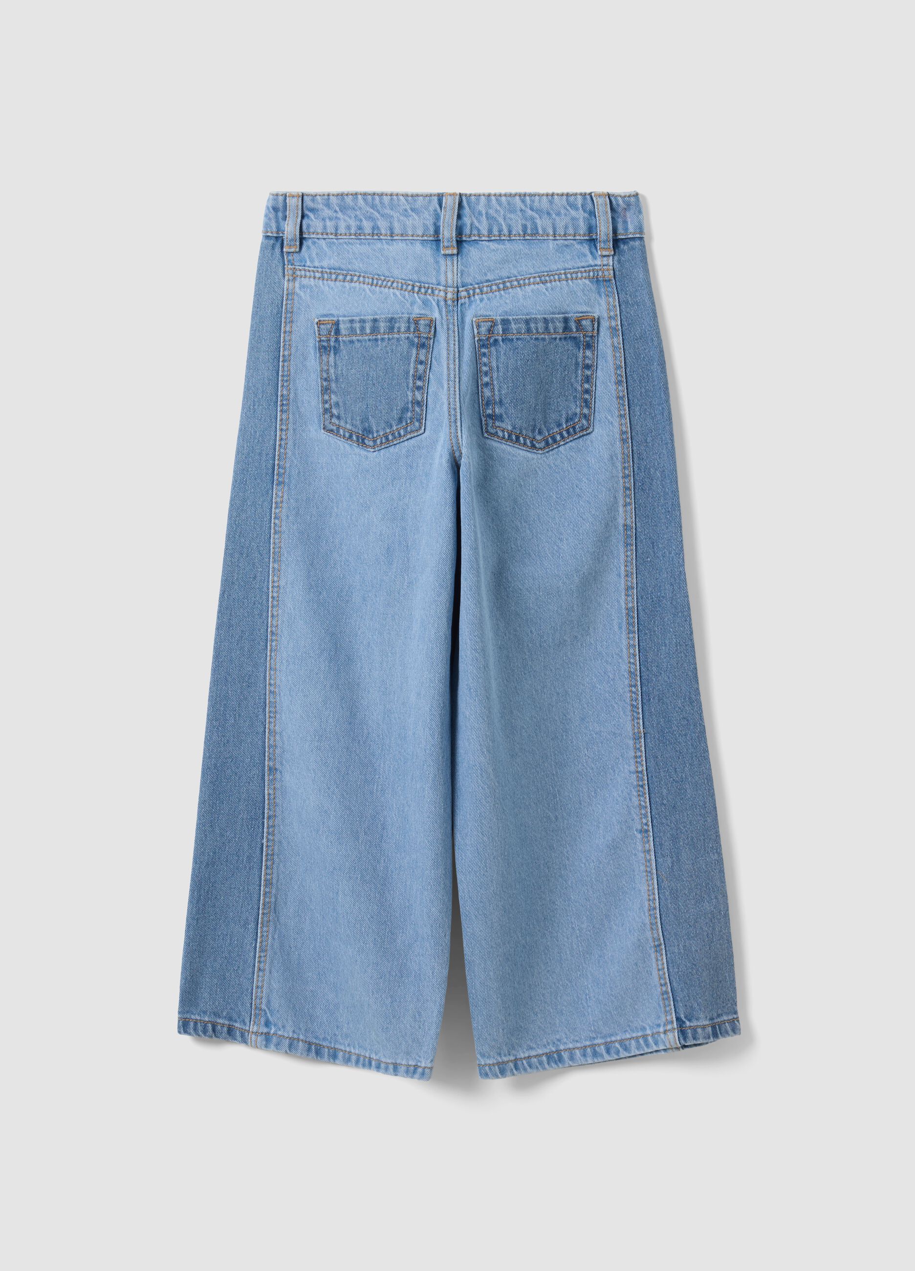 Hellblaue Wide-Leg-Jeans aus reiner Baumwolle f&uuml;r M&auml;dchen