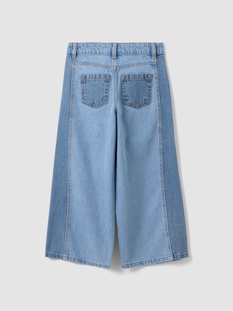 Light Blue Wide-Leg Pure Cotton Jeans for Girls_1