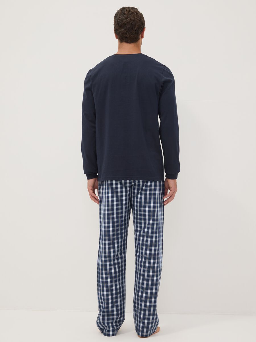 Navy organic cotton pyjamas with grandad collar, regular fit_2