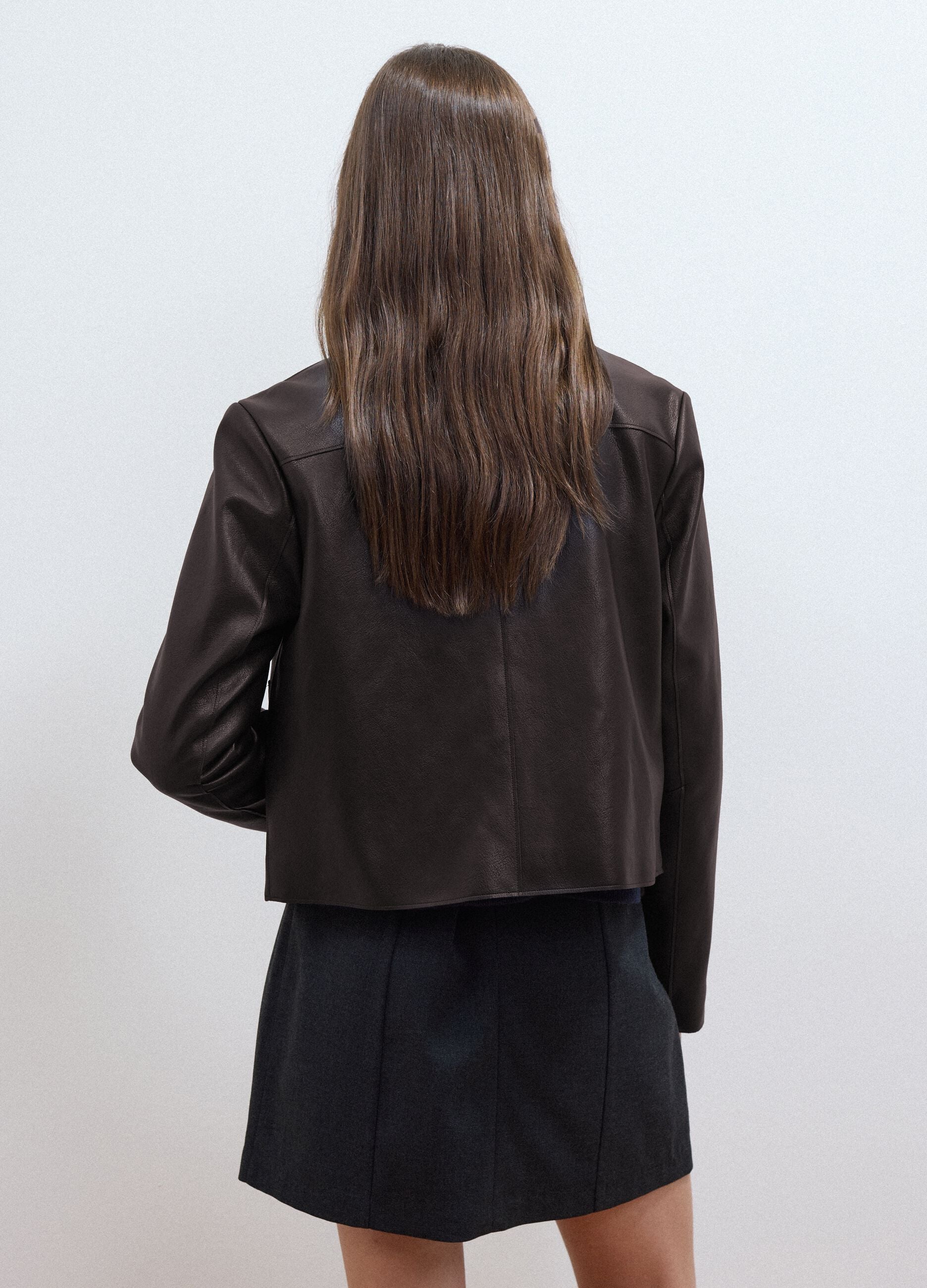 Brown regular-fit jacket with buttons