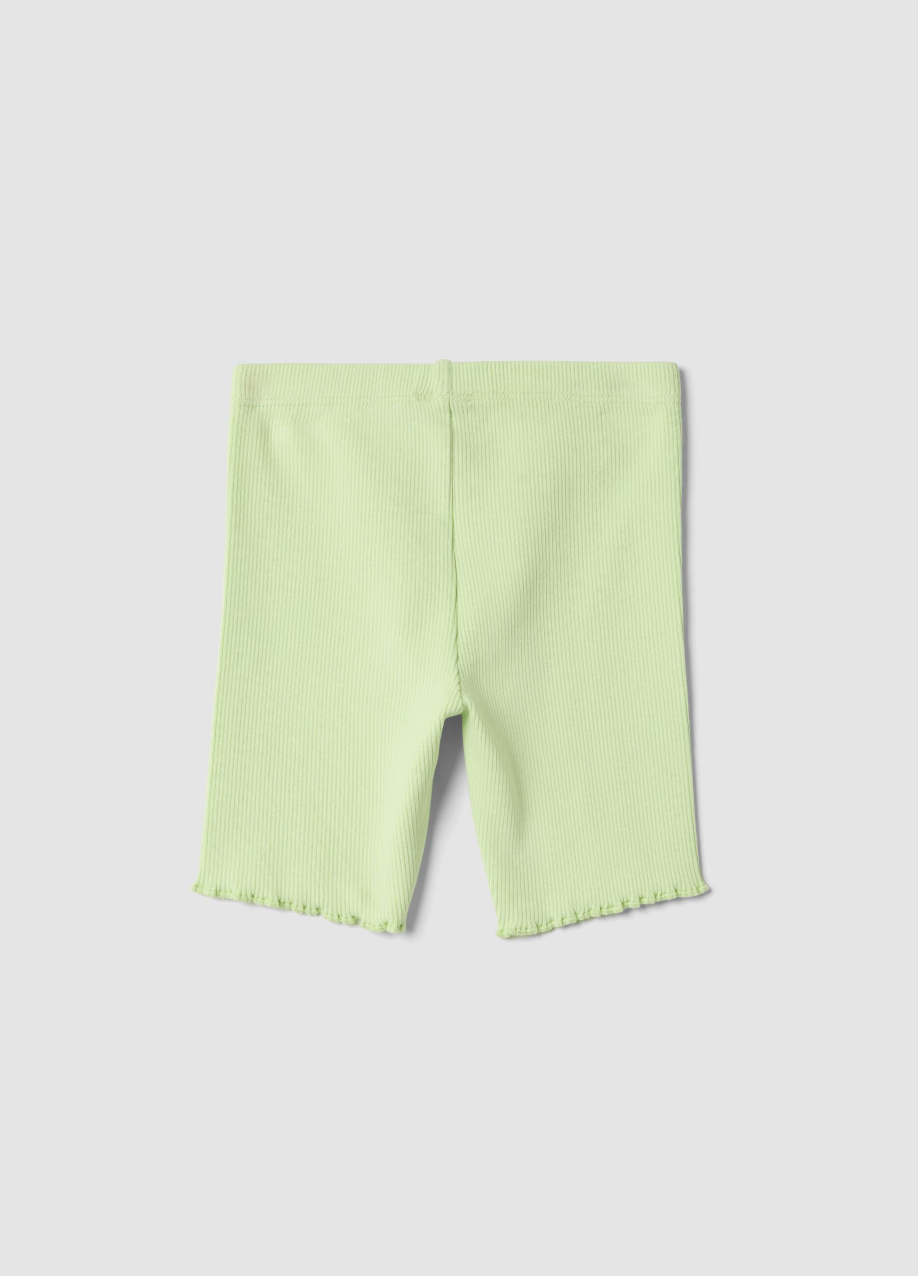 Gr&uuml;ne gerippte Shorts aus Stretch-Baumwolle f&uuml;r Baby-M&auml;dchen, Regular Fit