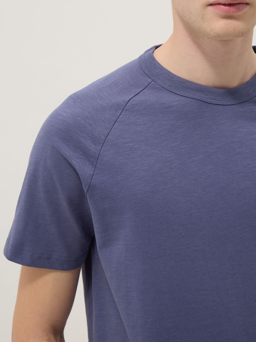 Regular fit blue pure cotton T-shirt_3