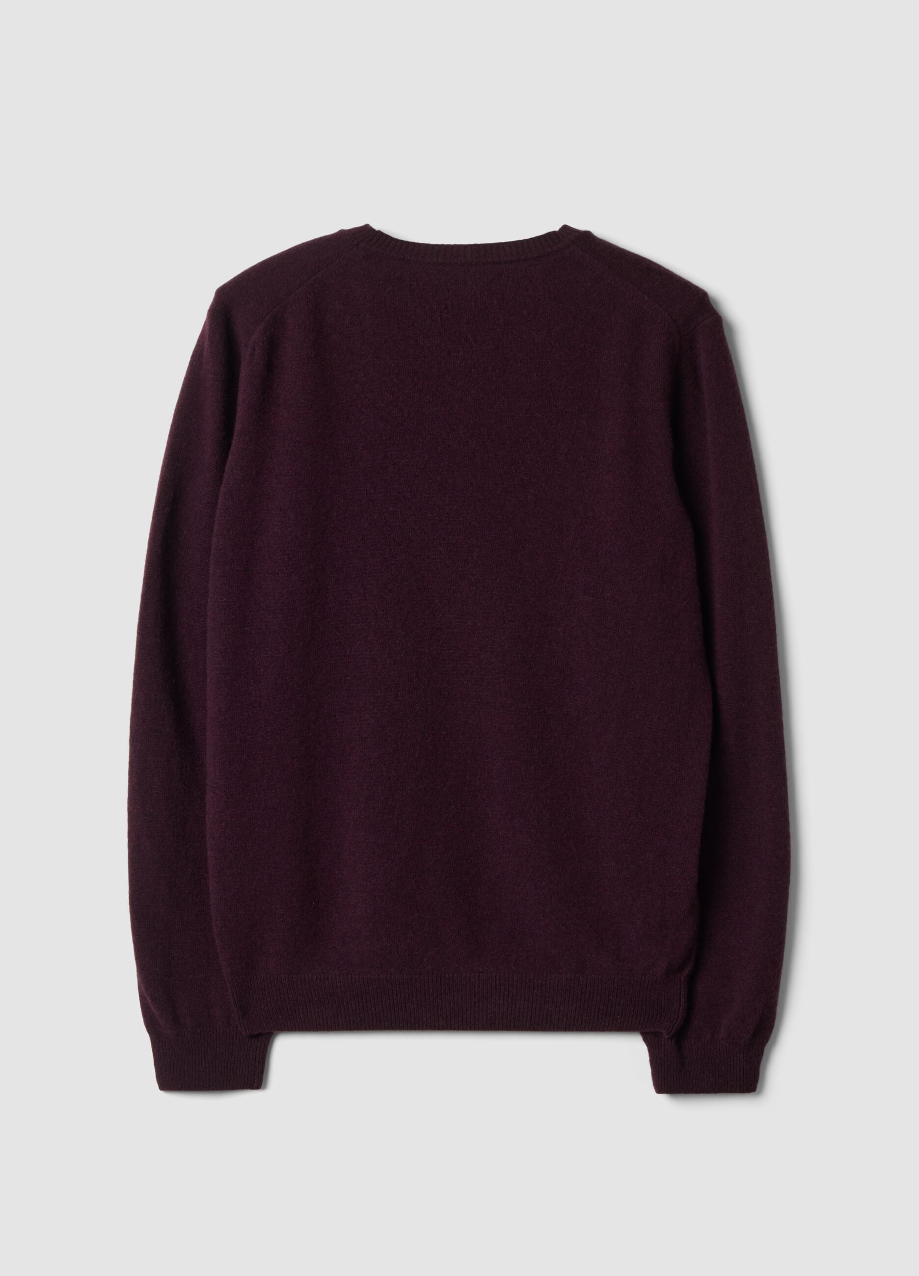 Purple pure wool crew-neck jumper, regular fit