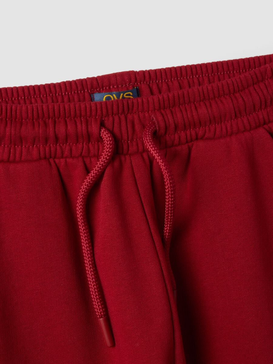 Pantaloni jogger rossi in puro cotone regular fit_3