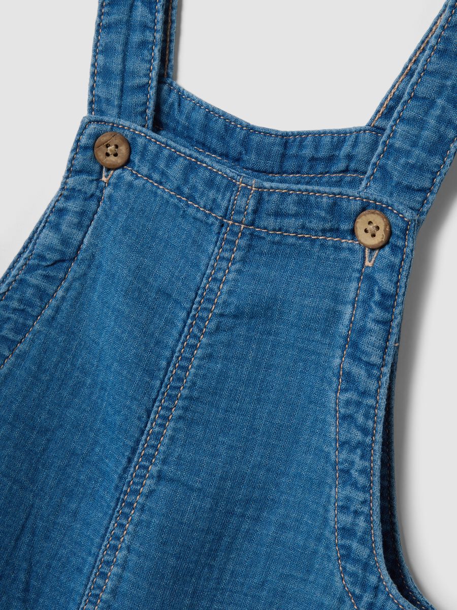 Blue pure cotton short dungarees for baby boy, regular fit_2