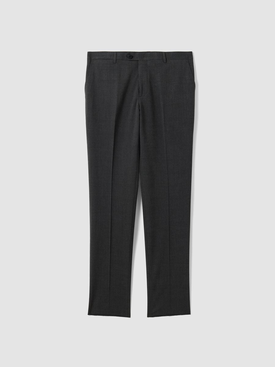 Graue Slim-Fit-Anzughose aus Stretch-Viskose_0