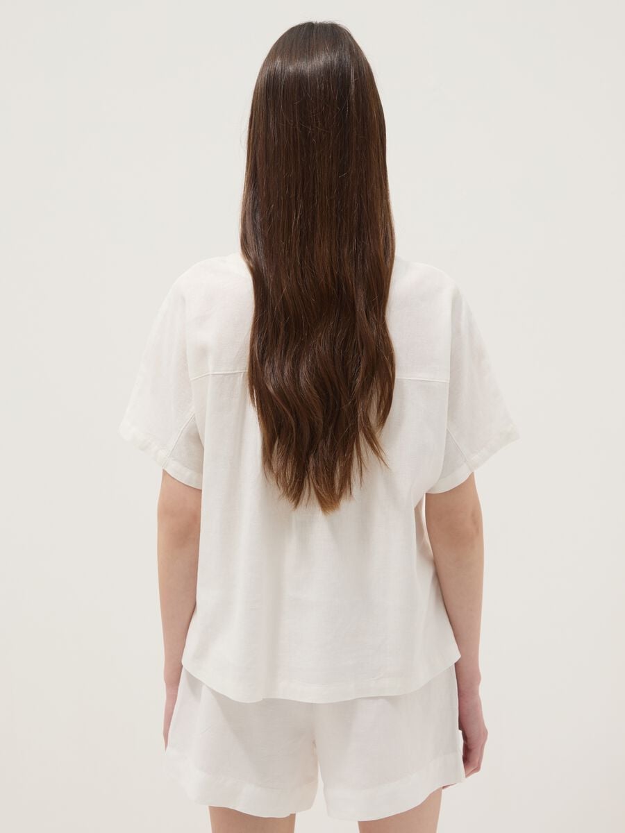 White linen and viscose blend blouse, regular fit_3