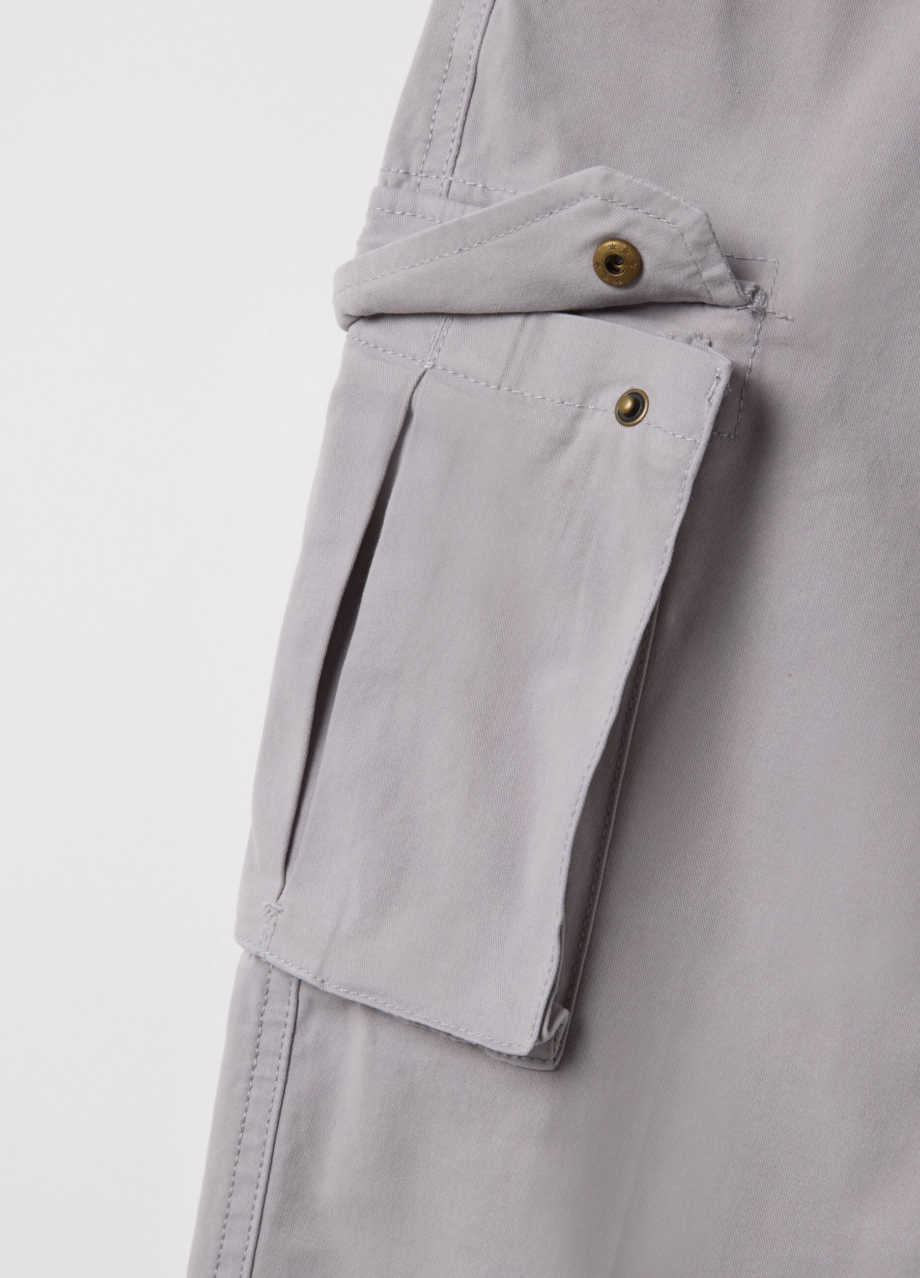 Grey slim fit stretch cotton cargo trousers