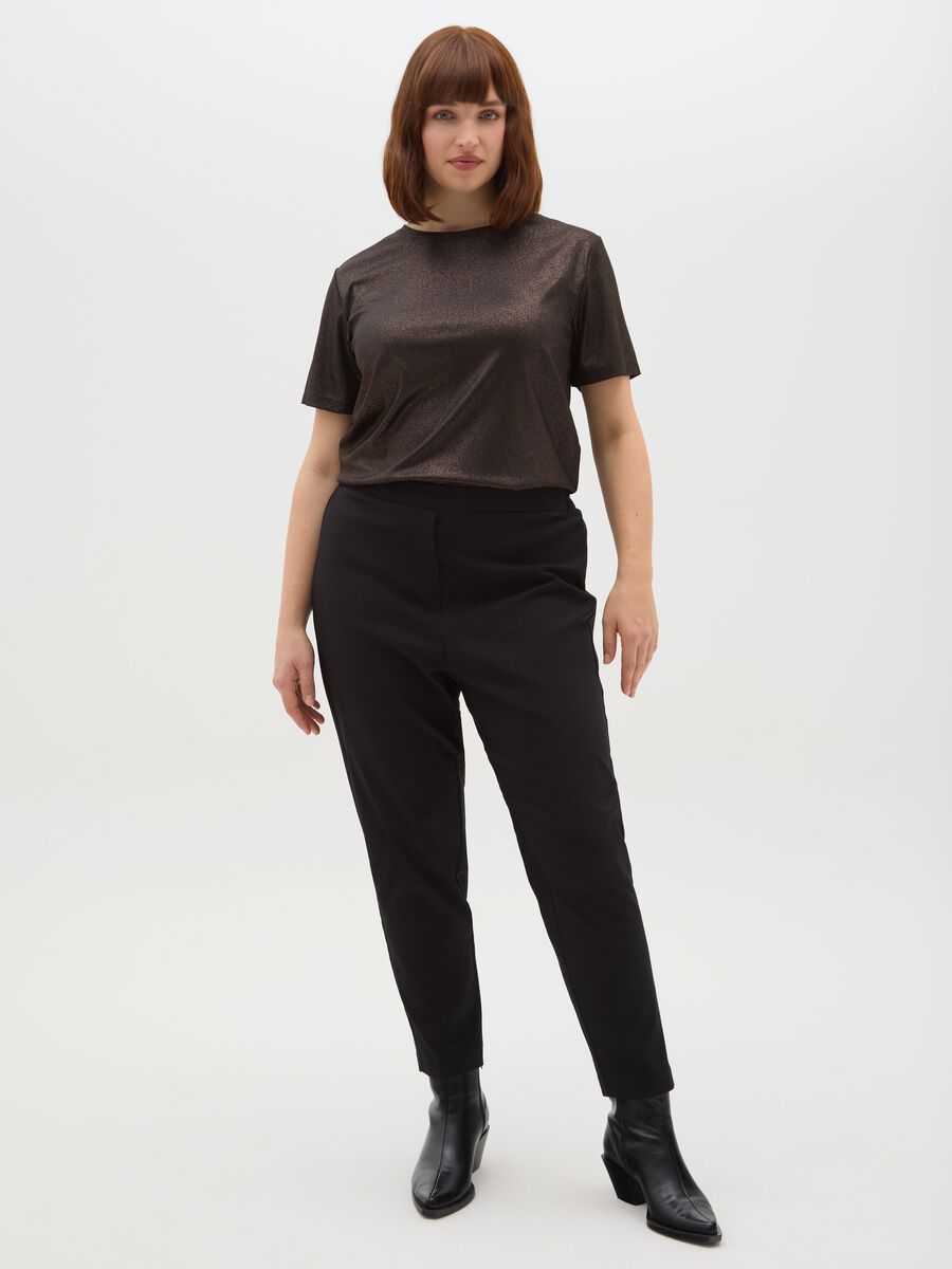 Regular fit metallic brown T-shirt_1