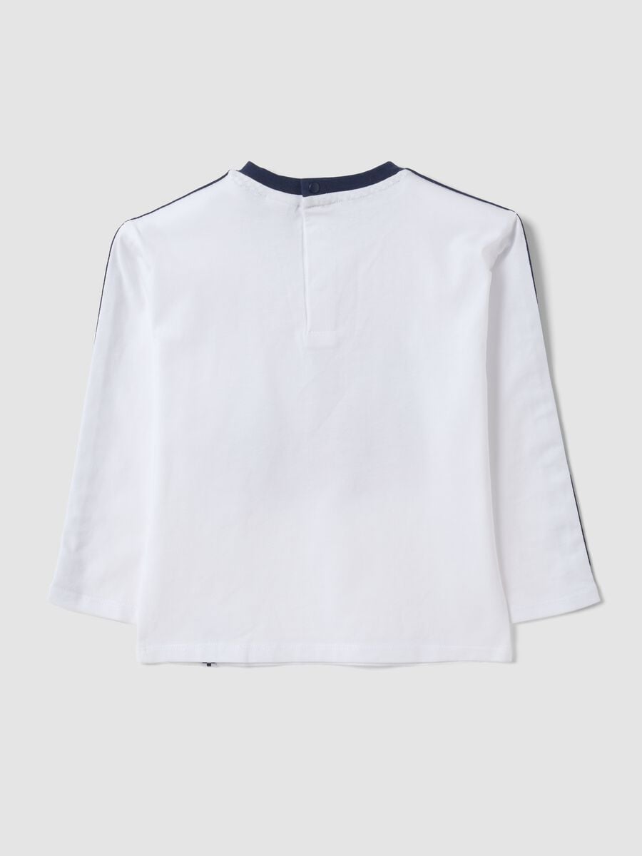 White pure cotton crew-neck T-shirt with Mickey print for baby boy_1