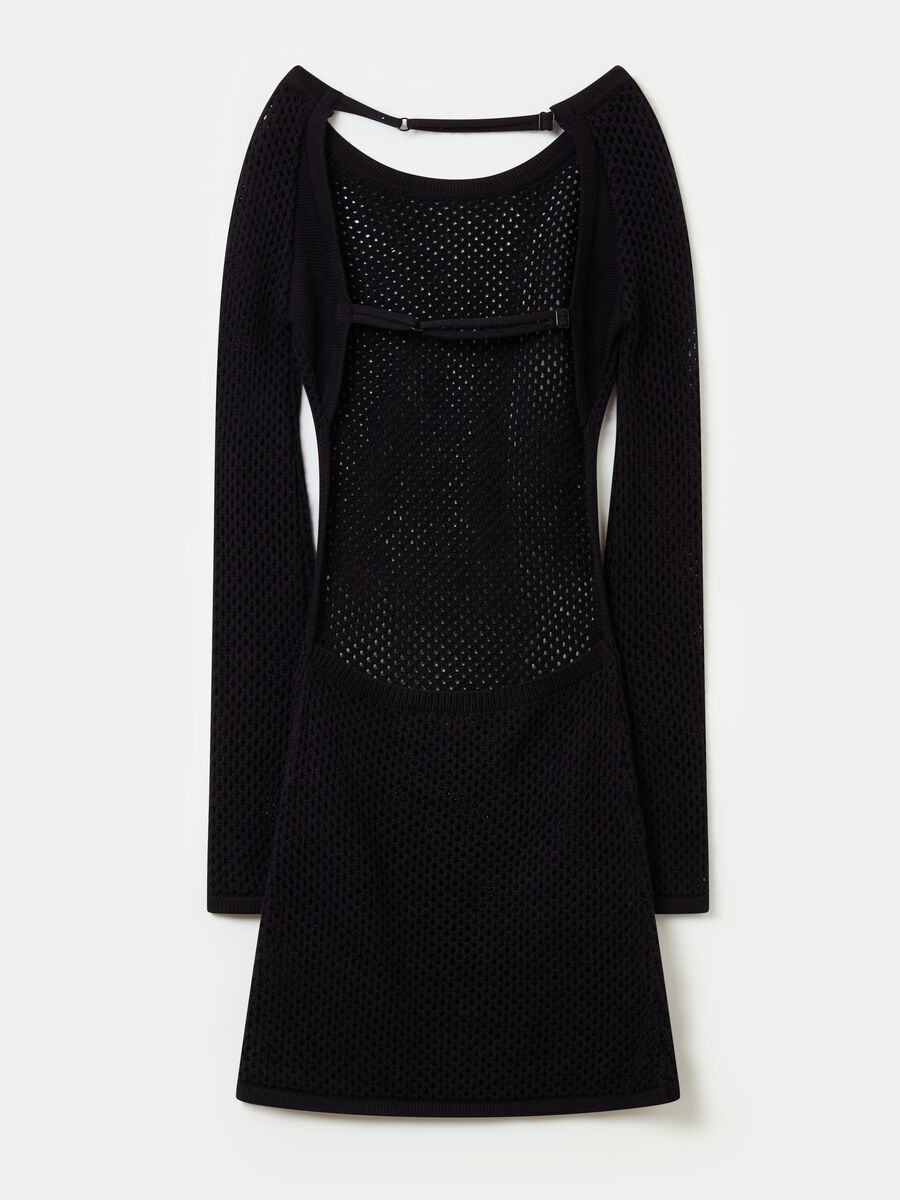 Backless Knitted Mini Dress Black_4