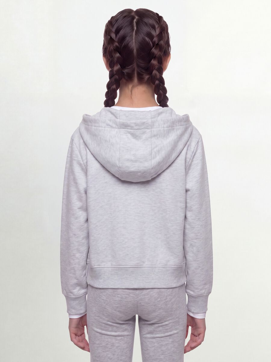 Grey hoodie in pure organic cotton with star for girls_3