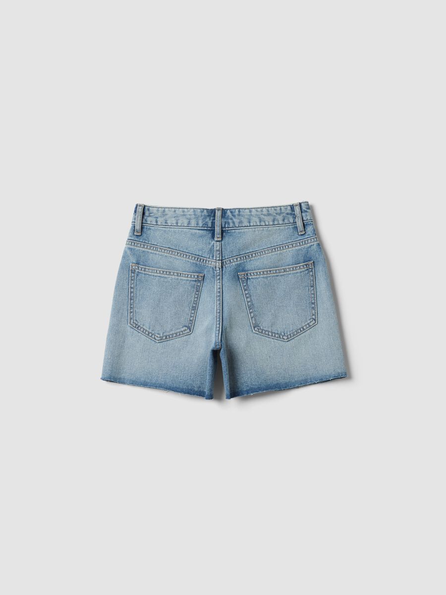 Blaue Denim-Shorts aus reiner Baumwolle f&uuml;r M&auml;dchen, Straight Fit_4