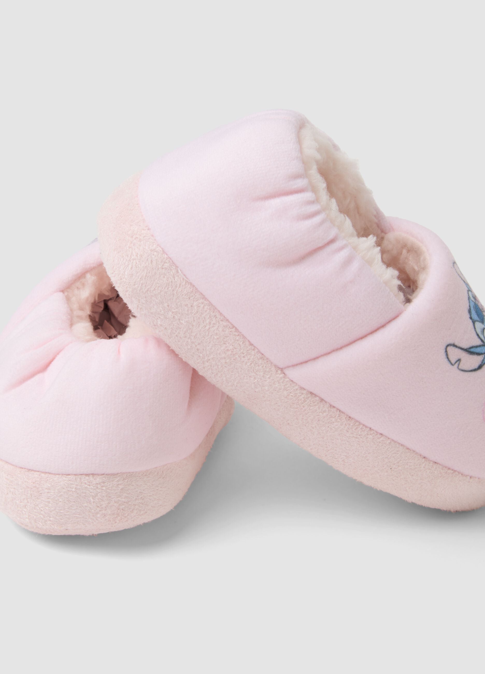 Pink Lilo & Stitch print slippers for girls