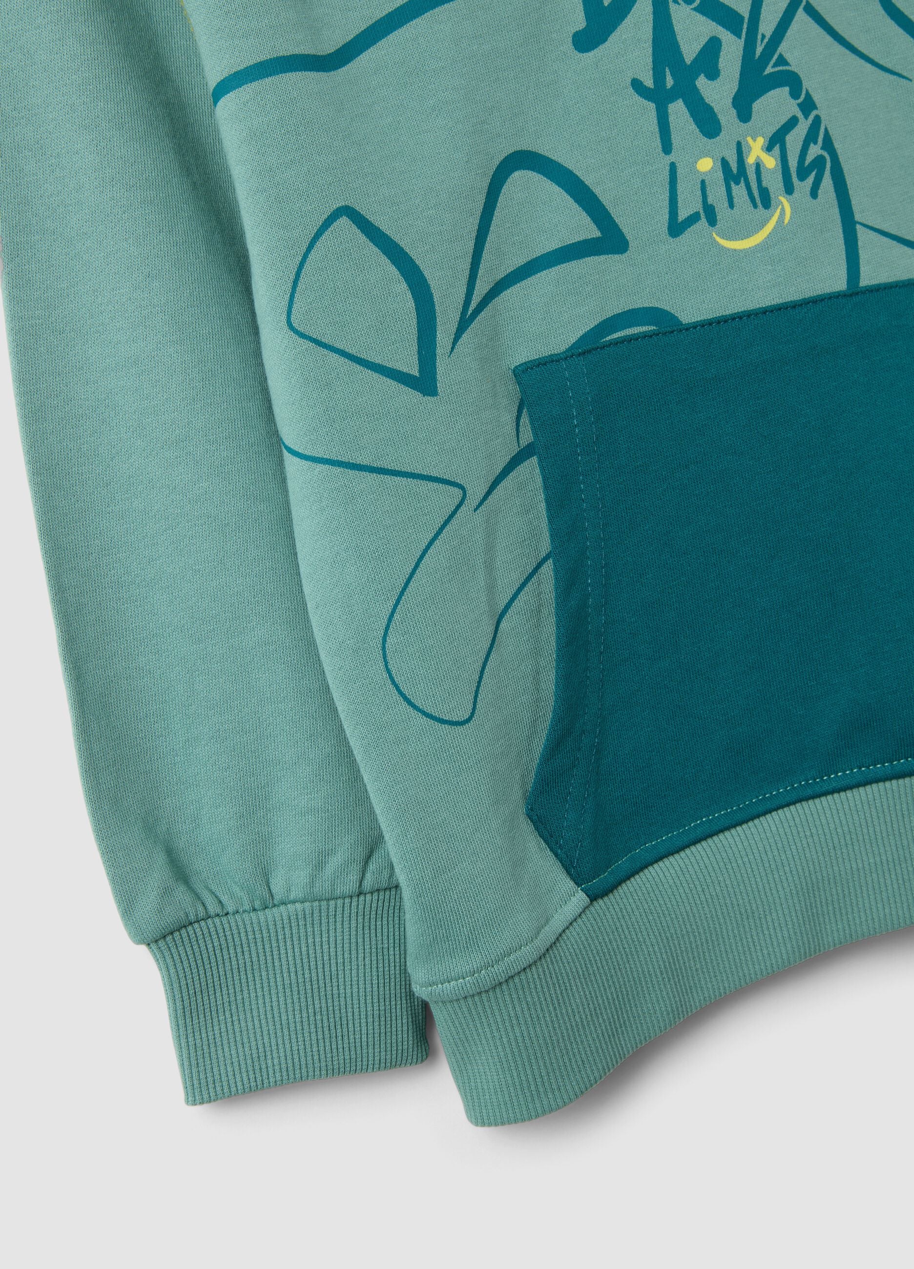 Gr&uuml;ner Oversize-Hoodie aus reiner Baumwolle f&uuml;r Jungen