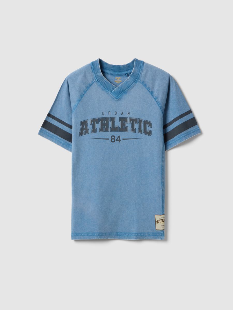 Boys' blue pure cotton regular fit t-shirt with print_0
