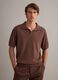 Short-sleeved brown polo shirt in pure cotton_0